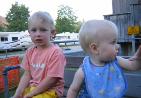 Tuomas and Antti at the KOA playground. It was very warm that weekend.